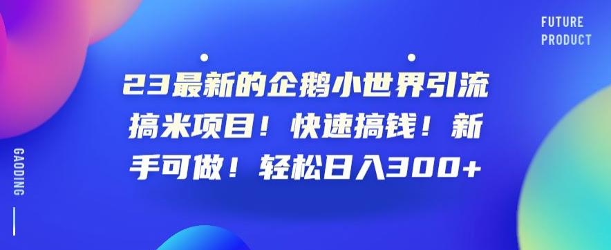 23最新的企鹅小世界引流搞米项目！快速搞钱！新手可做！轻松日入300+【揭秘】-小北视界