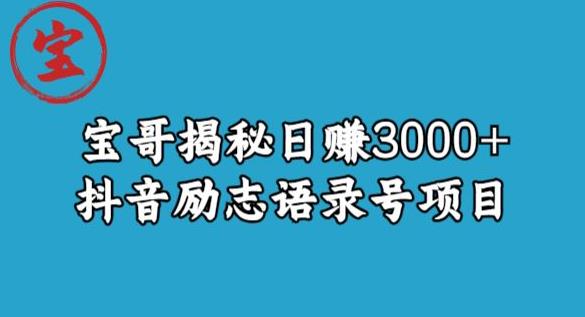 宝哥揭秘日赚3000+抖音励志语录号短视频变现项目-小北视界