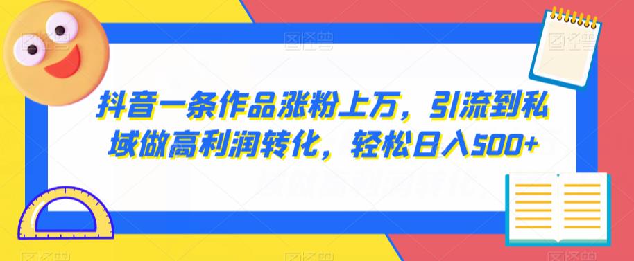 抖音一条作品涨粉上万，引流到私域做高利润转化，轻松日入500+-小北视界