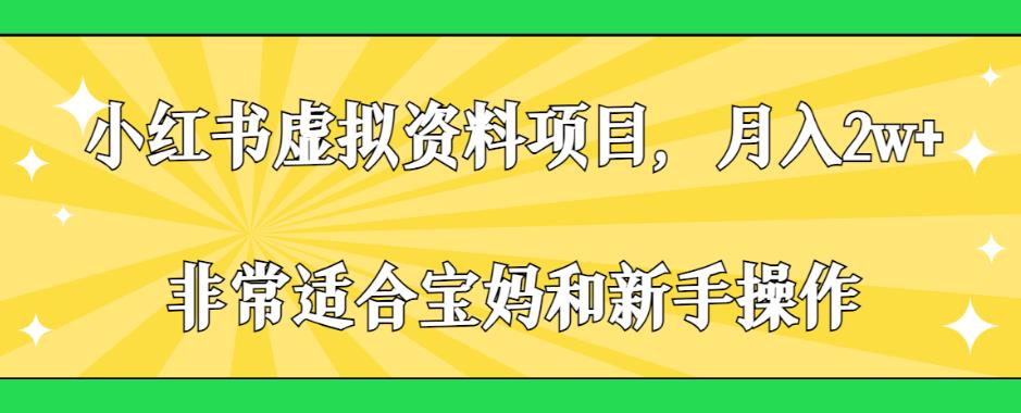 小红书虚拟资料项目，月入2w+，非常适合宝妈和新手操作【揭秘】-小北视界