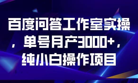 百度问答工作室实操，单号月产3000+，纯小白操作项目【揭秘】-小北视界