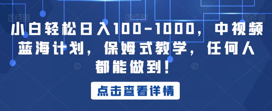 小白轻松日入100-1000，中视频蓝海计划，保姆式教学，任何人都能做到！【揭秘】-小北视界