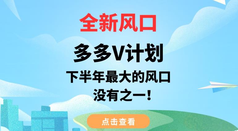 全新风口，多多V计划，下半年最大的风口项目，没有之一【揭秘】-小北视界