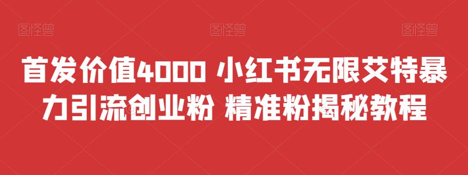 首发价值4000 小红书无限艾特暴力引流创业粉 精准粉揭秘教程-小北视界