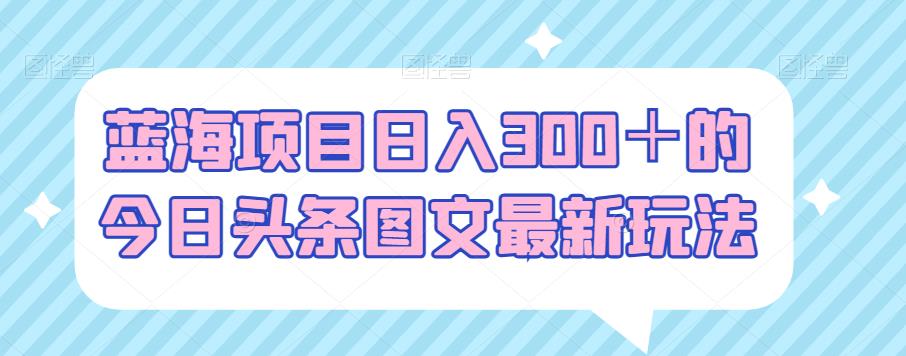 蓝海项目日入300＋的今日头条图文最新玩法-小北视界