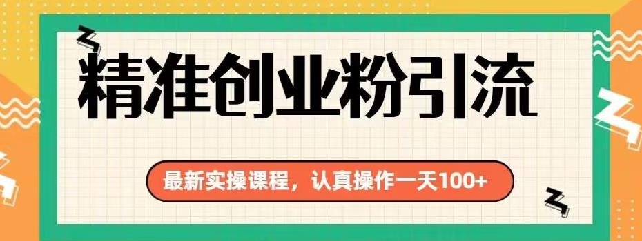 精准创业粉引流最新实操课程，认真操作一天100+-小北视界