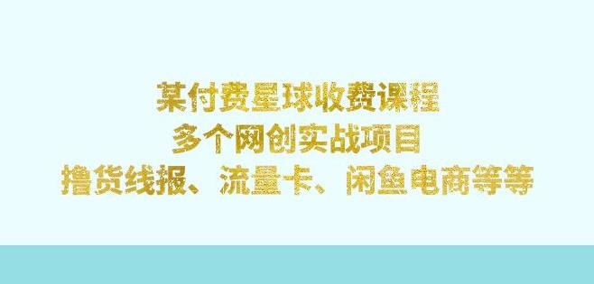 某付费星球课程：多个网创实战项目，撸货线报、流量卡、闲鱼电商等（文档非视频）-小北视界