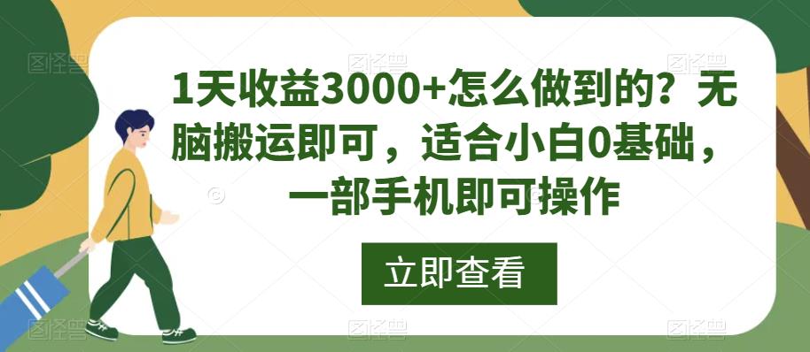 1天收益3000+怎么做到的？无脑搬运即可，适合小白0基础，一部手机即可操作-小北视界