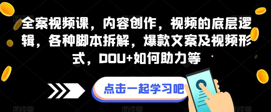 全案视频课，内容创作，视频的底层逻辑，各种脚本拆解，爆款文案及视频形式，DOU+如何助力等-小北视界