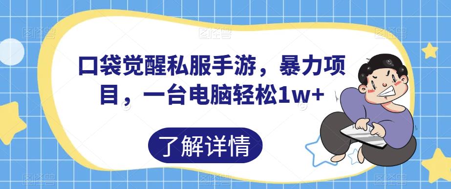 口袋觉醒私服手游，暴力项目，一台电脑轻松1w+【揭秘】-小北视界