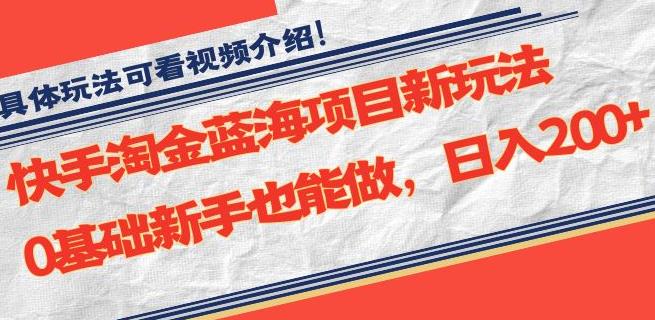 快手淘金蓝海项目新玩法，0基础新手也能做，日入200+-小北视界