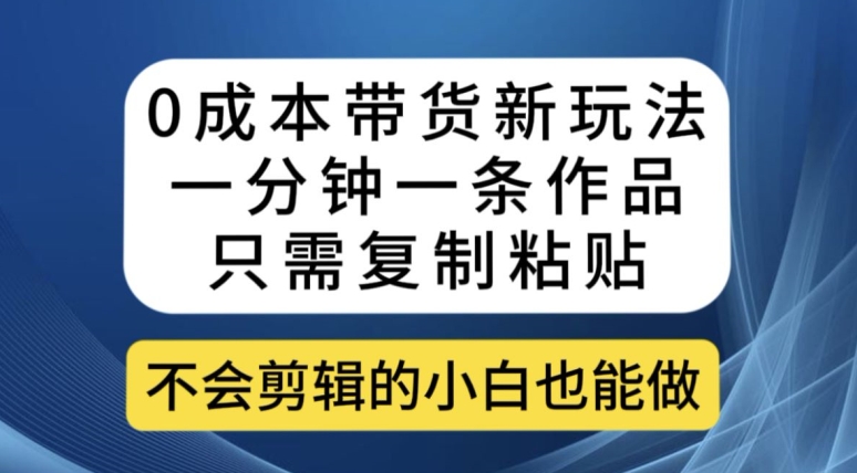 0成本带货新玩法，一分钟一条作品，只需复制粘贴就可以做-小北视界