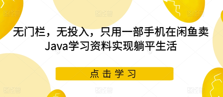 无门栏，无投入，只用一部手机在闲鱼卖Java学习资料实现躺平生活【揭秘】-小北视界