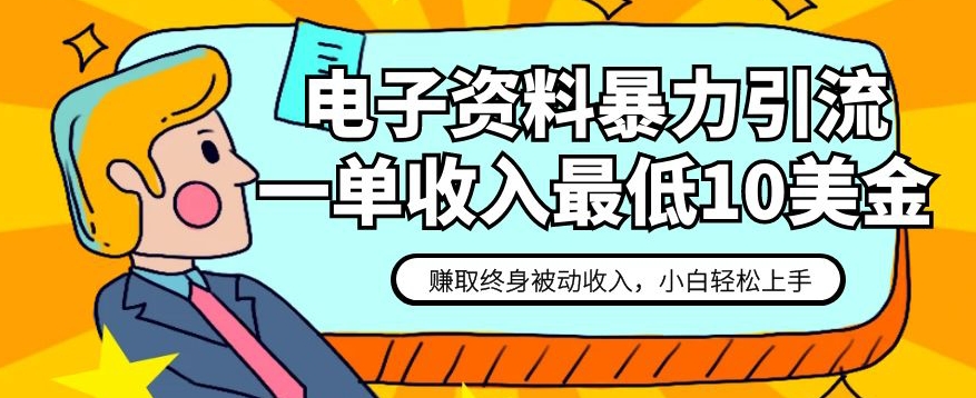 电子资料暴力引流，一单最低10美金，赚取终身被动收入，保姆级教程【揭秘】-小北视界