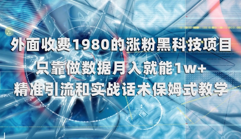 外面收费1980的涨粉黑科技项目，只靠做数据月入就能1w+【揭秘】-小北视界