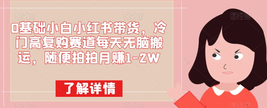 0基础小白小红书带货，冷门高复购赛道每天无脑搬运，随便拍拍月赚1-2W-小北视界