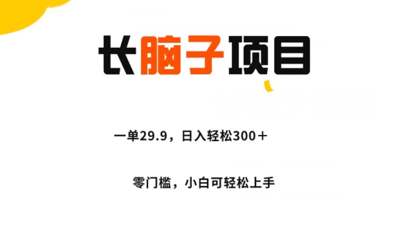 长脑子项目，一单29.9，日入轻松300＋，零门槛操作-小北视界