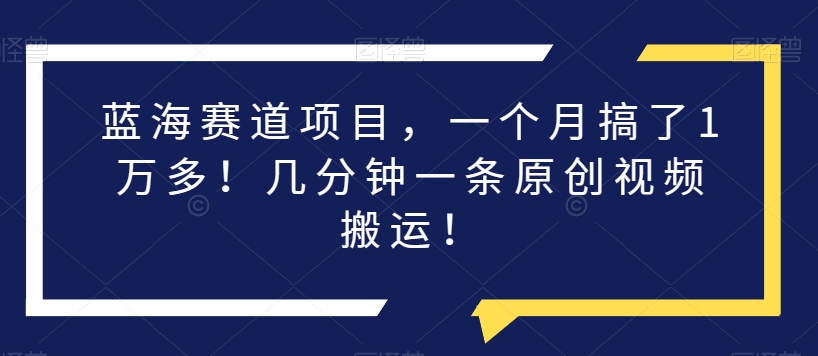 蓝海赛道项目，一个月搞了1万多！几分钟一条原创视频搬运！-小北视界