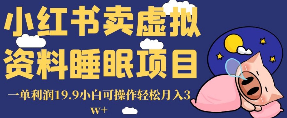 小红书卖虚拟资料睡眠项目，一单利润19.9小白可操作轻松月入3w+【揭秘】-小北视界