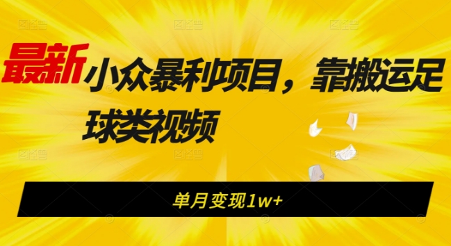 最新小众暴利项目，靠搬运足球类视频，单月变现1w+-小北视界