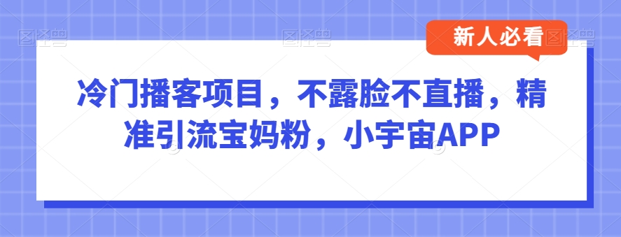 冷门播客项目，不露脸不直播，精准引流宝妈粉，小宇宙APP-小北视界