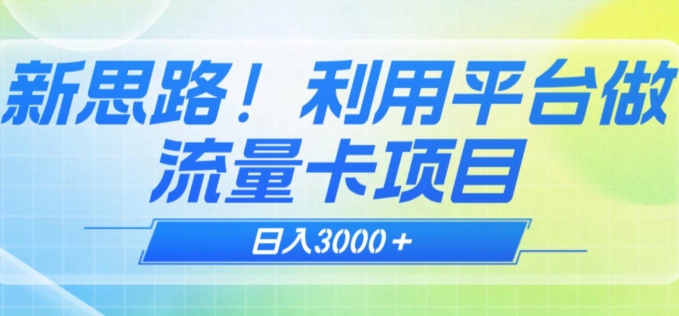 揭秘新方法！新思路！利用平台做流量卡，日赚3000+-小北视界