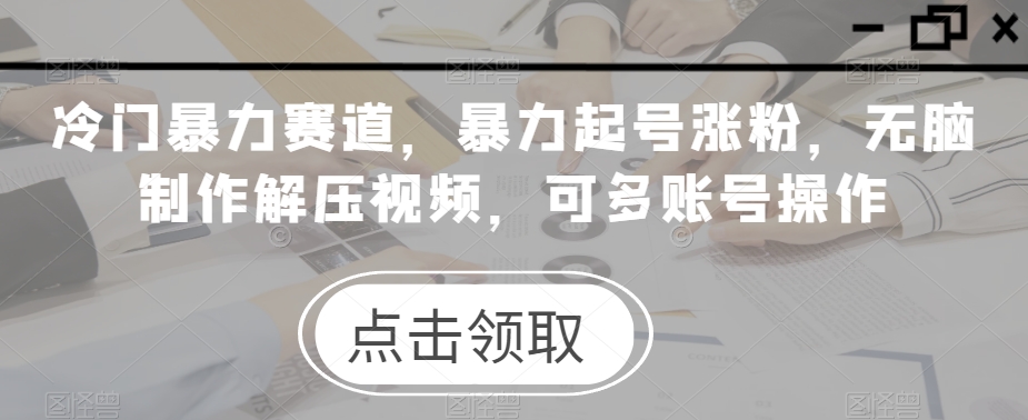 冷门暴力赛道，暴力起号涨粉，无脑制作解压视频，可多账号操作-小北视界