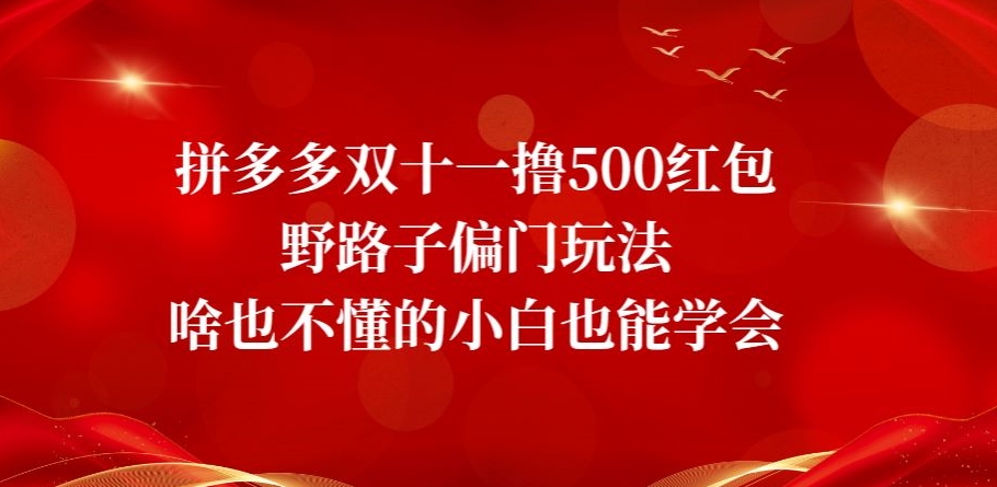 拼多多双十一撸500红包野路子偏门玩法，啥也不懂的小白也能学会【揭秘】-小北视界