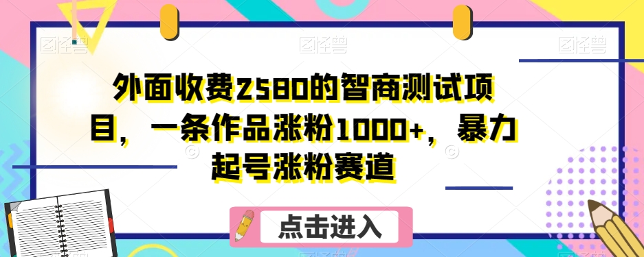 外面收费2580的智商测试项目，一条作品涨粉1000+，暴力起号涨粉赛道【揭秘】-小北视界