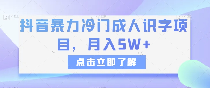 抖音暴力冷门成人识字项目，月入5W+【揭秘】-小北视界