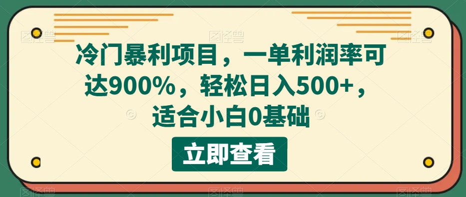 冷门暴利项目，一单利润率可达900%，轻松日入500+，适合小白0基础-小北视界