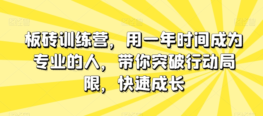 板砖训练营，用一年时间成为专业的人，带你突破行动局限，快速成长-小北视界