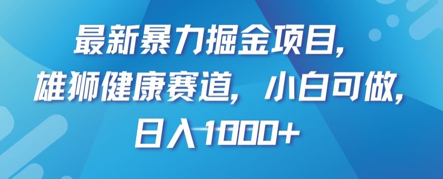 最新暴力掘金项目，雄狮健康赛道，小白可做，日入1000+【揭秘】-小北视界