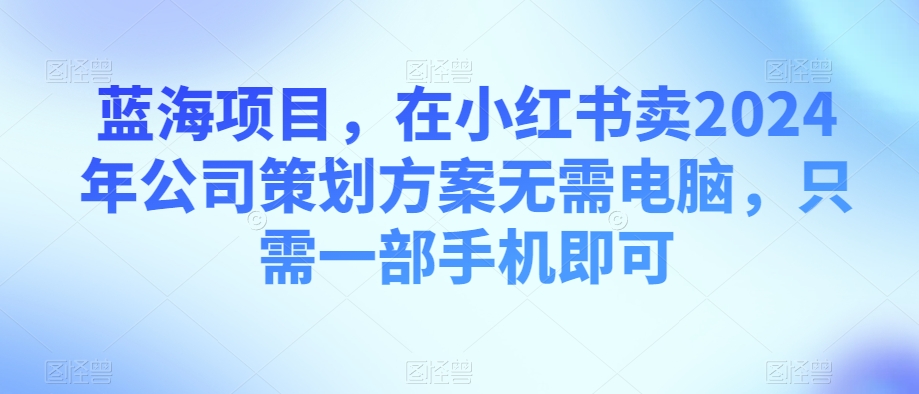 蓝海项目，在小红书卖2024年公司策划方案无需电脑，只需一部手机即可-小北视界