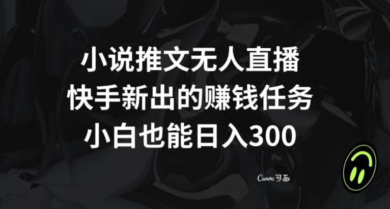 小说推文无人直播，快手新出的赚钱任务，小白也能日入300+【揭秘】-小北视界