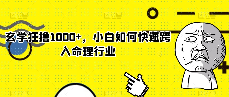 玄学狂撸1000+，小白如何快速跨入命理行业【揭秘】-小北视界