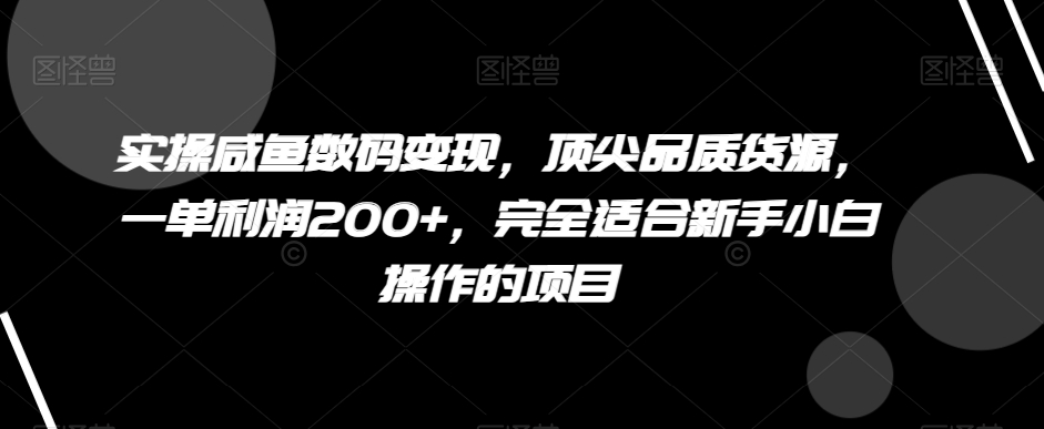 实操咸鱼数码变现，顶尖品质货源，一单利润200+，完全适合新手小白操作的项目【揭秘】-小北视界