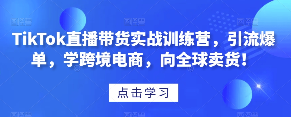 TikTok直播带货实战训练营，引流爆单，学跨境电商，向全球卖货！-小北视界