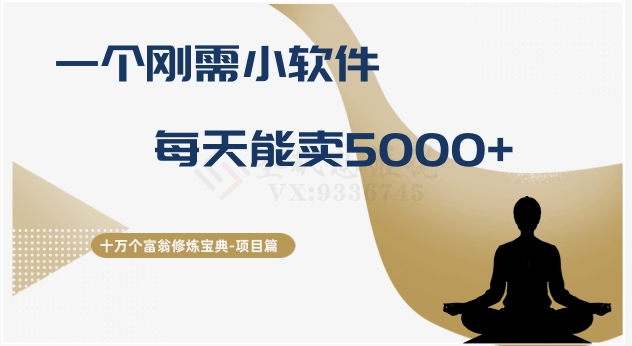 十万个富翁修炼宝典之17.一个刚需小软件，每天能卖5000+-小北视界