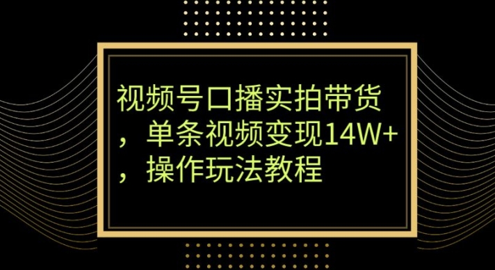 视频号口播实拍带货，单条视频变现14W+，操作玩法教程-小北视界