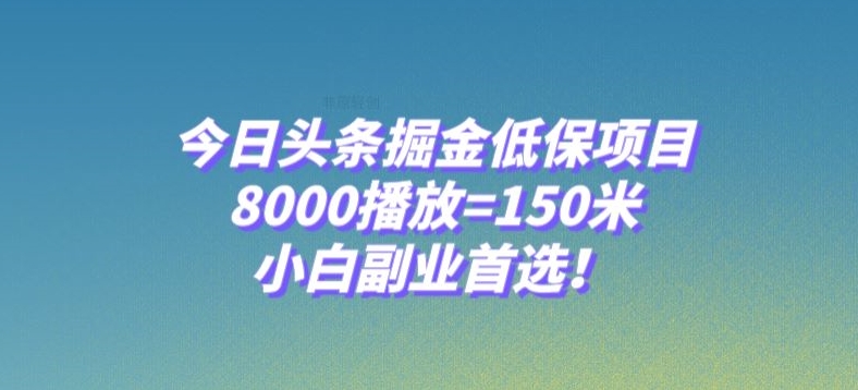 今日头条掘金低保项目，8000播放=150米，小白副业首选【揭秘】-小北视界