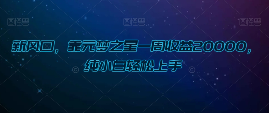 新风口，靠元梦之星一周收益20000，纯小白轻松上手-小北视界