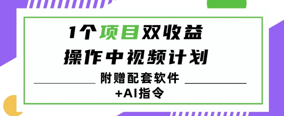 1个项目双收益？操作中视频计划1天最高3100+收益？（附赠配套软件+AI指令）-小北视界