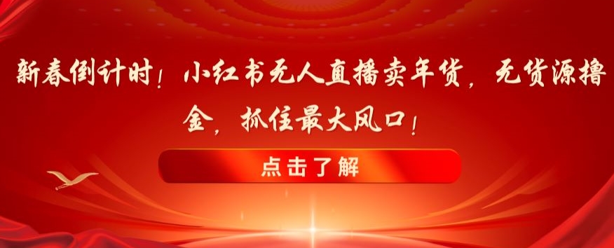 新春倒计时！小红书无人直播卖年货，无货源撸金，抓住最大风口【揭秘】-小北视界