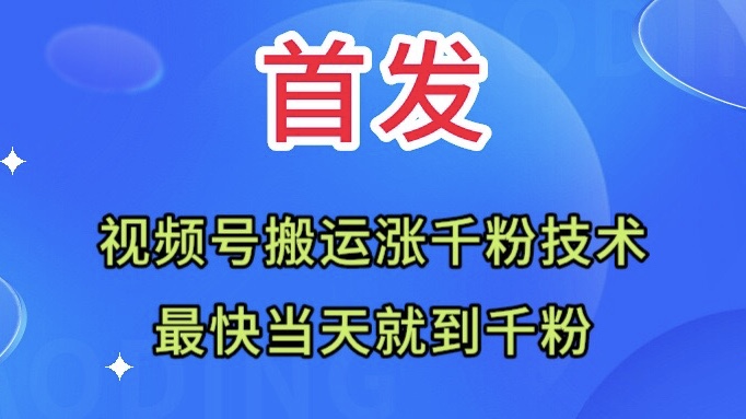 全网首发：视频号无脑搬运涨千粉技术，最快当天到千粉-小北视界