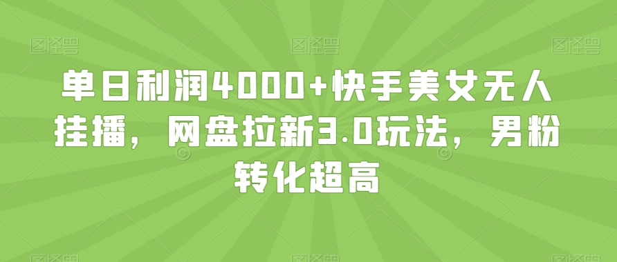 单日利润4000+快手美女无人挂播，网盘拉新3.0玩法，男粉转化超高【揭秘】-小北视界