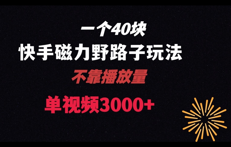 一个40块，快手联合美团磁力新玩法，无视机制野路子玩法，单视频收益4位数【揭秘】-小北视界