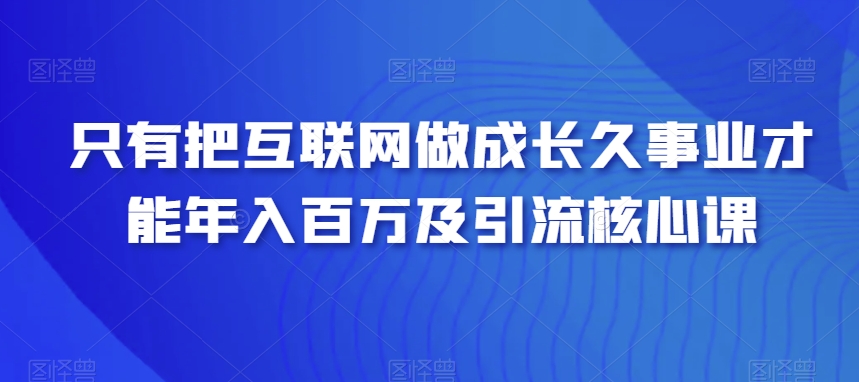 只有把互联网做成长久事业才能年入百万及引流核心课-小北视界