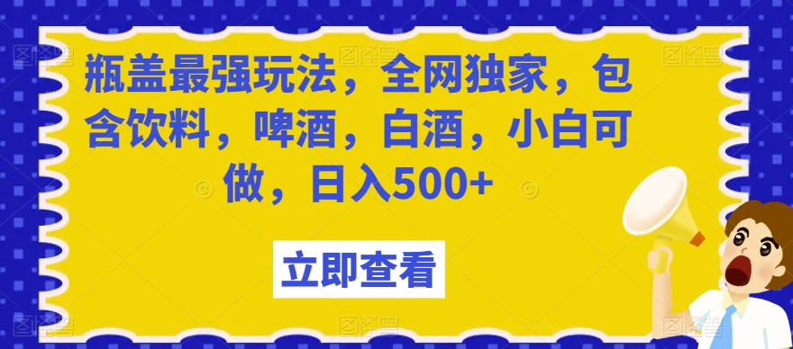 瓶盖最强玩法，全网独家，包含饮料，啤酒，白酒，小白可做，日入500+【揭秘】-小北视界