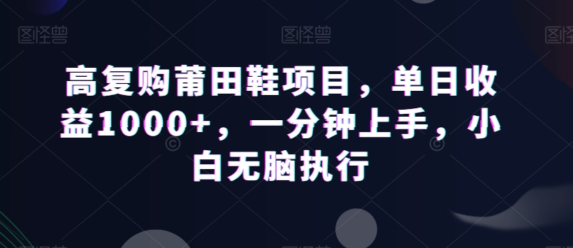 高复购莆田鞋项目，单日收益1000+，一分钟上手，小白无脑执行-小北视界